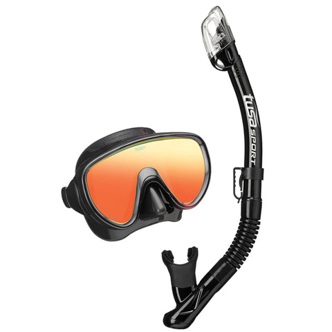Tusa Serene Sport Mirror Lens Snorkeling combo Black
